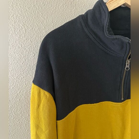 Jackson Rowe Two Tone Colorblock Quarter Zip Boxy Cropped Pullover Sweatshirt L - Picture 3 of 5